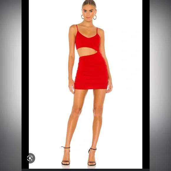 darcey ruched mini dress Superdown Darcey Ruched Red Mini Dress